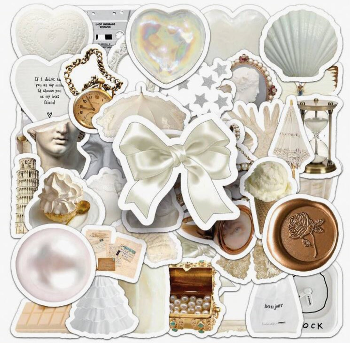 Vintage Cream Aesthetic Sticker Pack (10pcs)