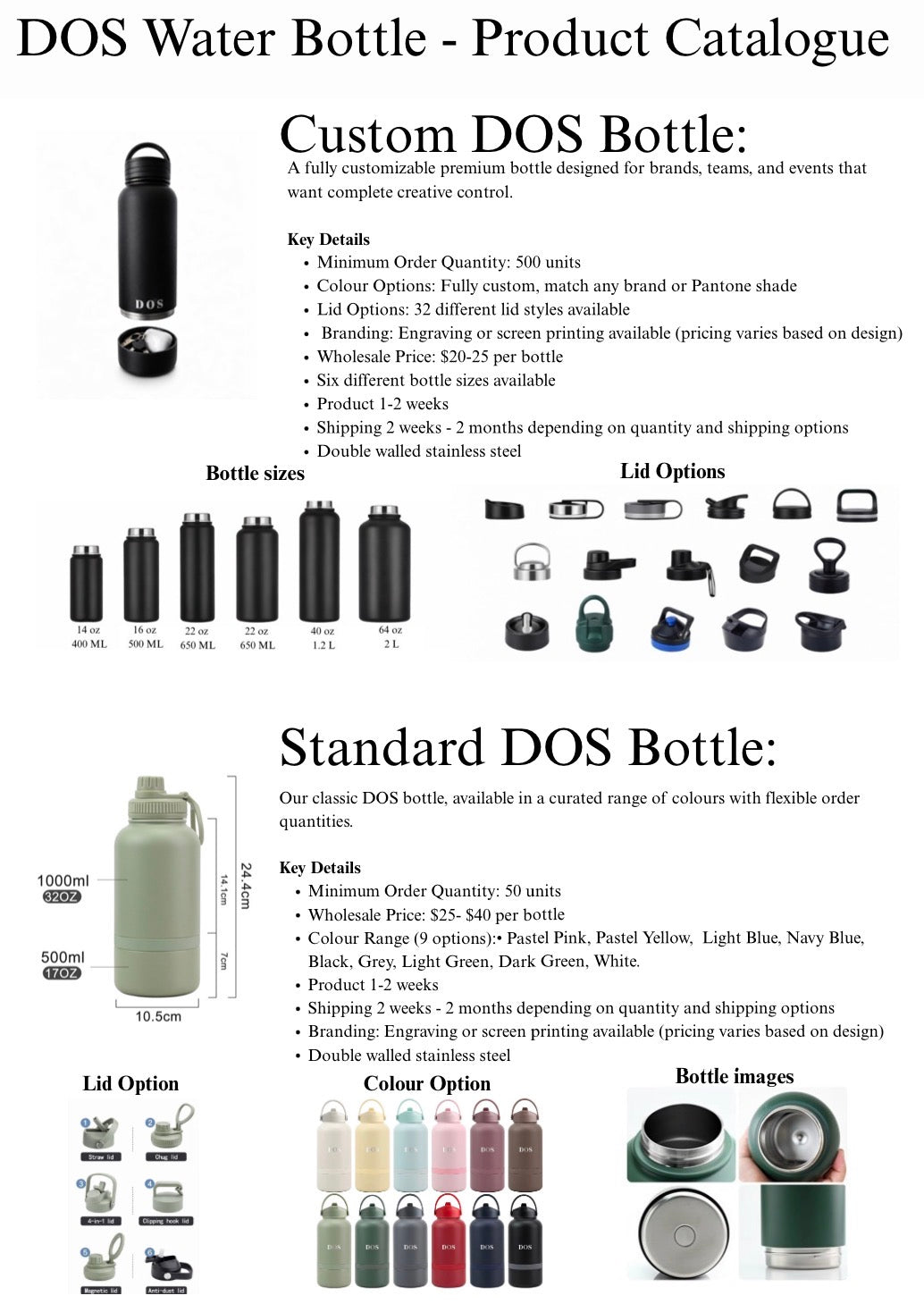 DOS Custom Wholesale Water Bottles