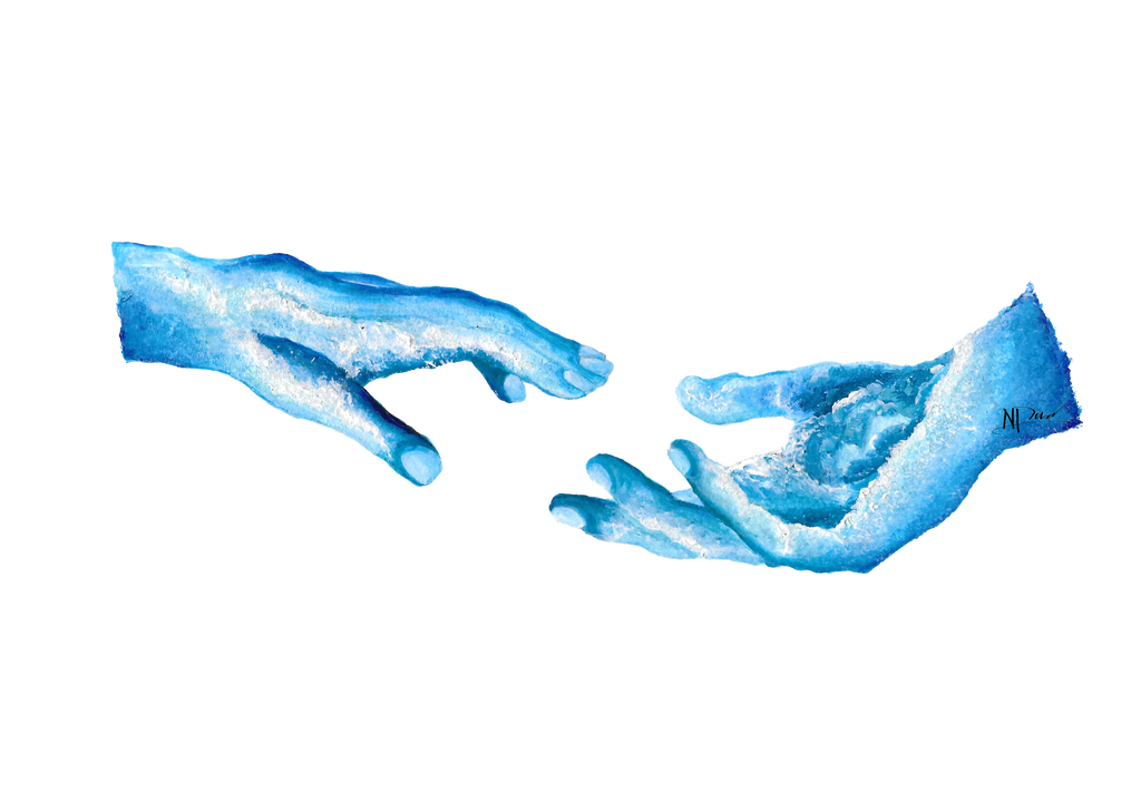 Reaching Hands Sticker