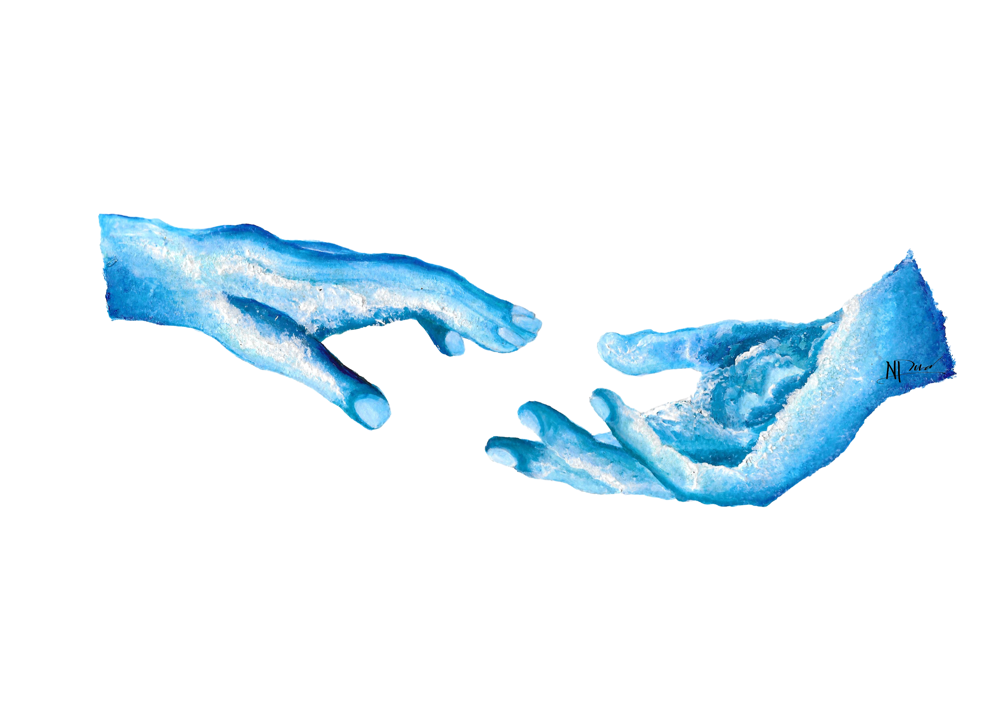 Reaching Hands Sticker